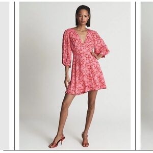 Reiss Vibrant 3/4 Length Sleeve Dress